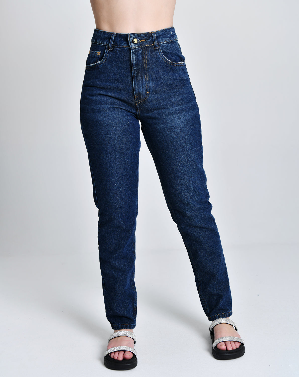 Calça Mom Jeans Escuro