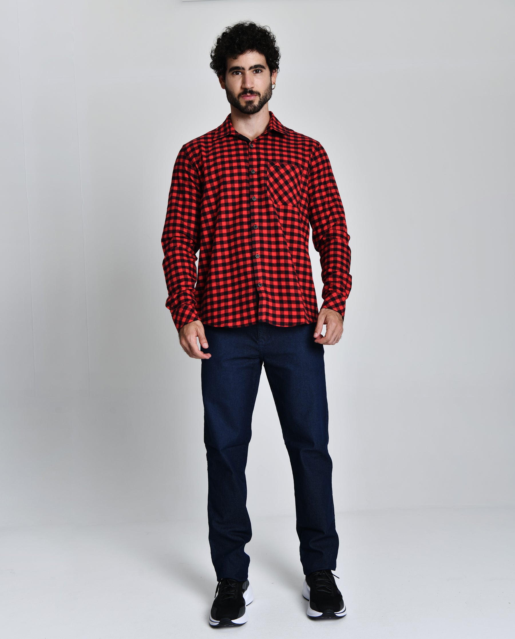 Camisa Masculina Xadrez Manga Longa 19019