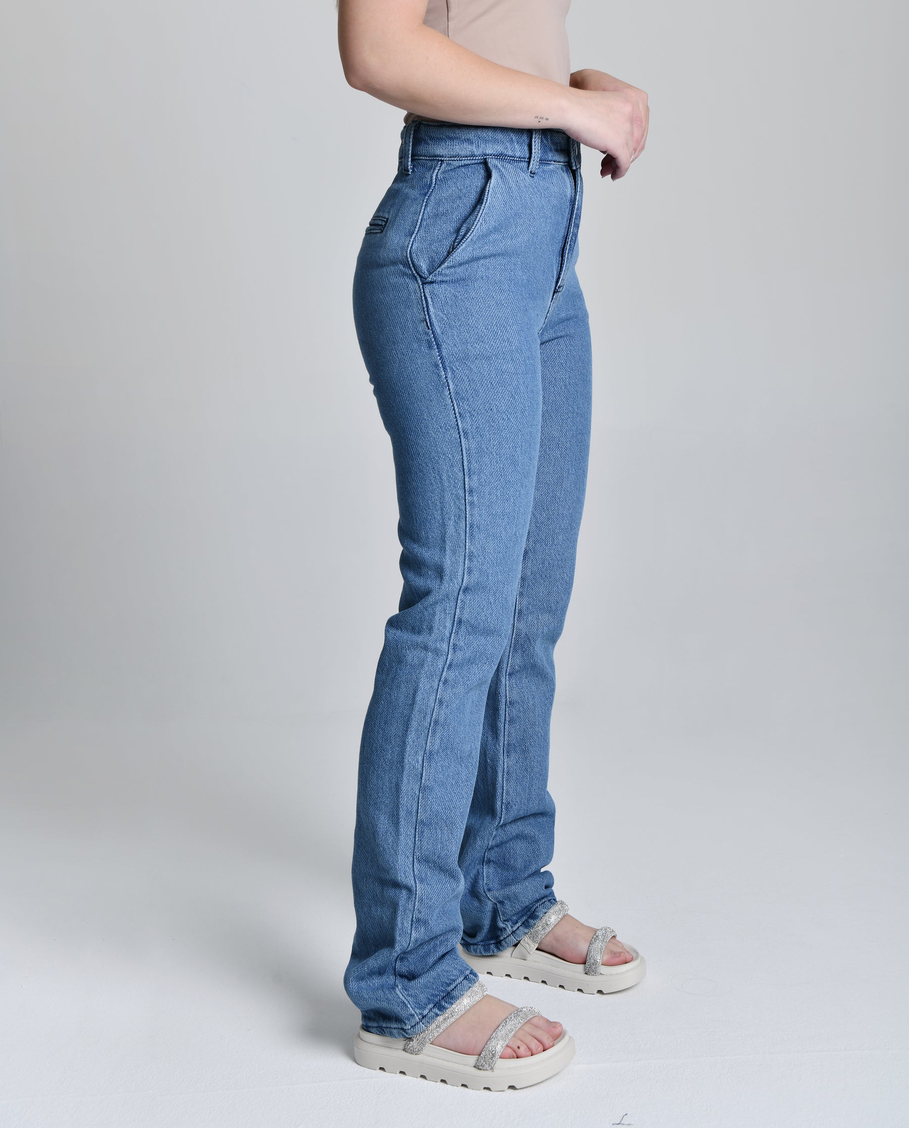 Calça Reta Jeans Claro