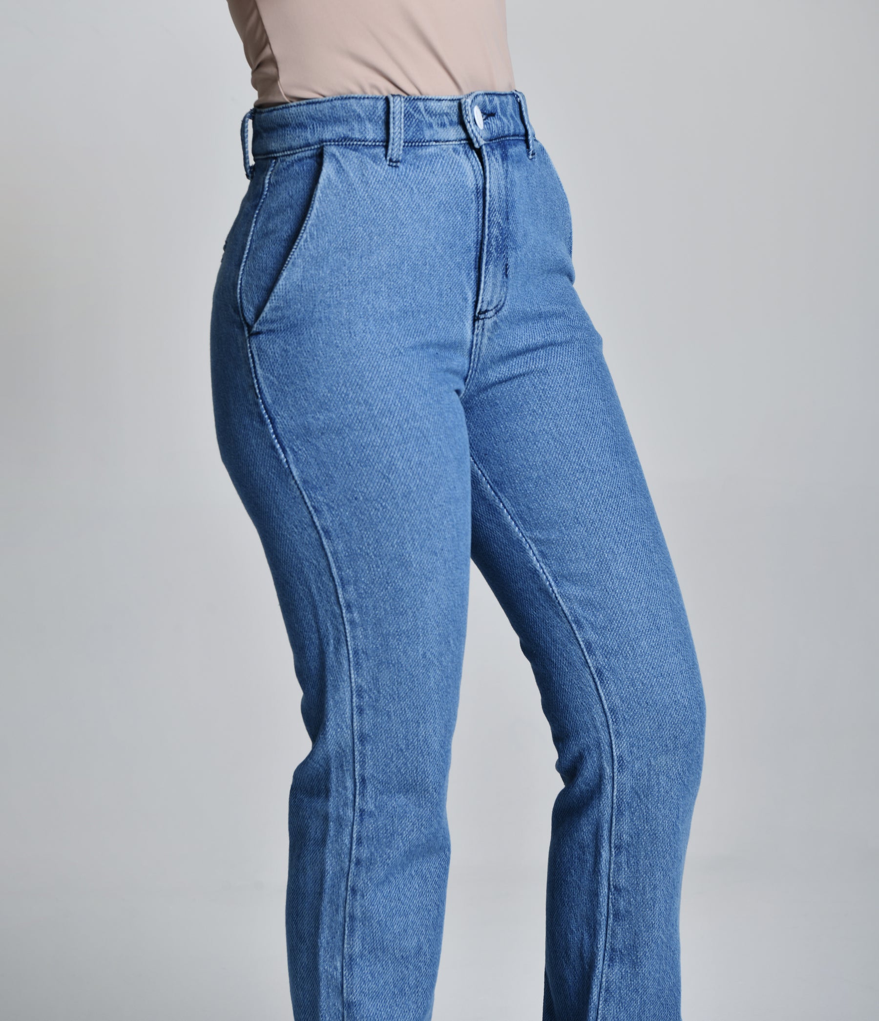 Calça Reta Jeans Claro
