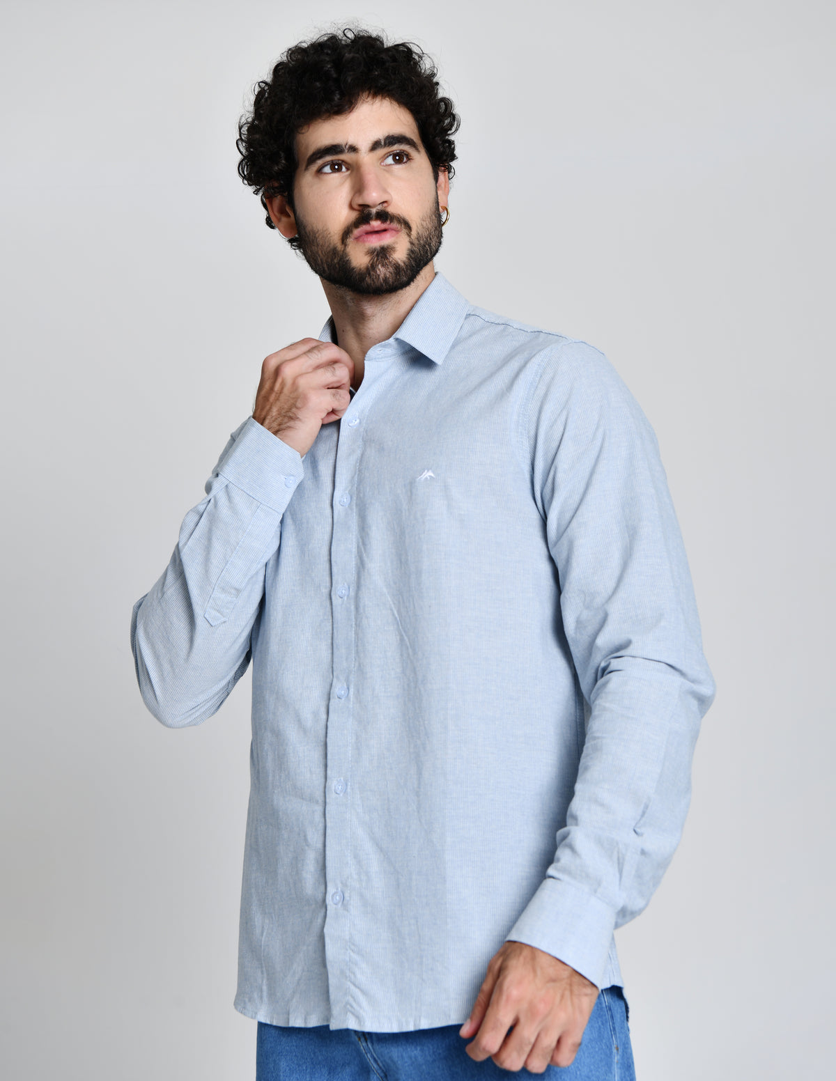 Camisa Masculina Social Fit Listrada Azul 25050