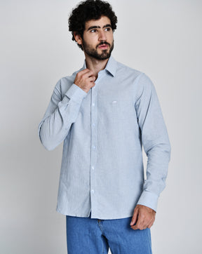Camisa Masculina Social Fit Listrada Azul 25050