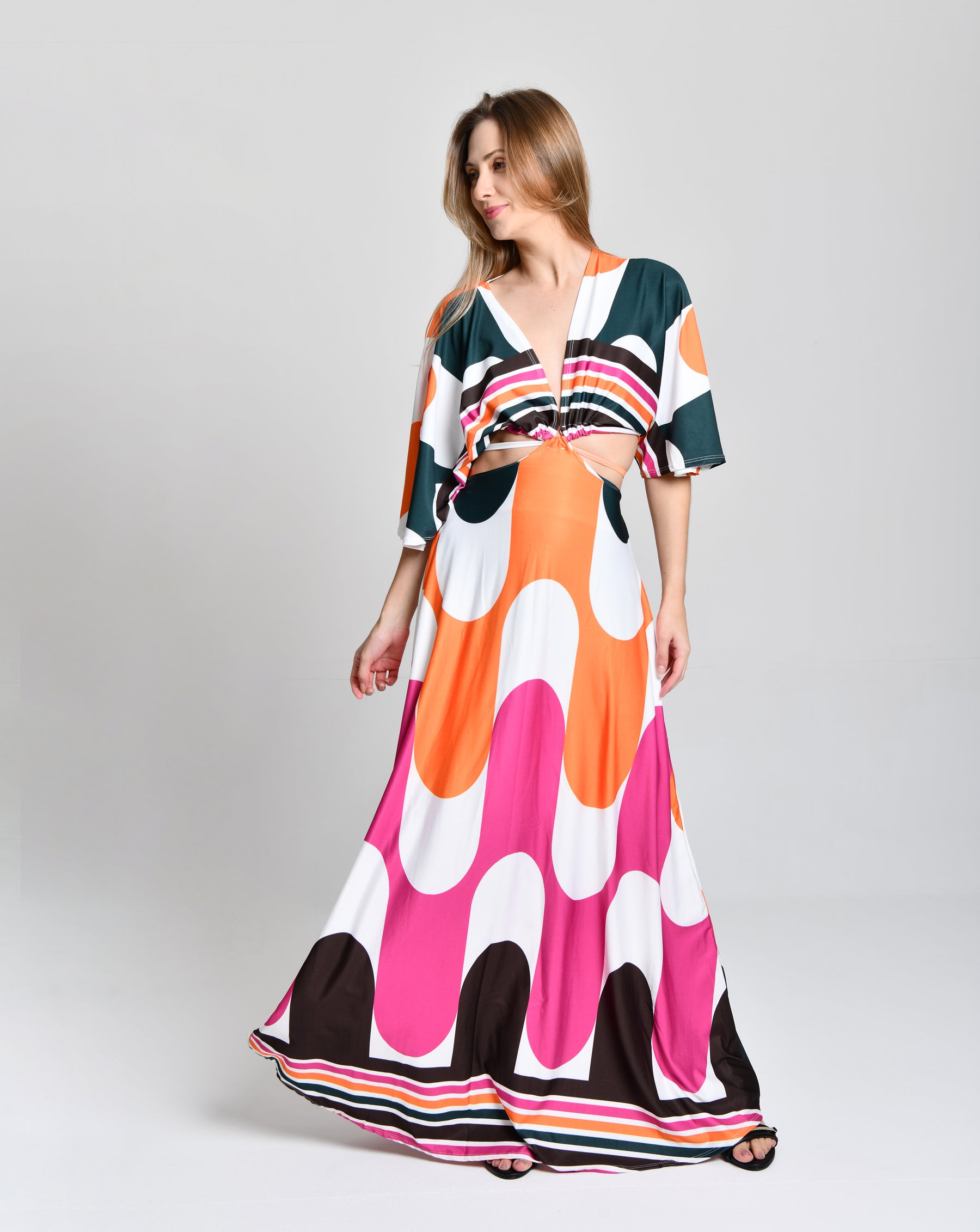 Vestido Multicolor Alto Padrão Gring  cod 000577