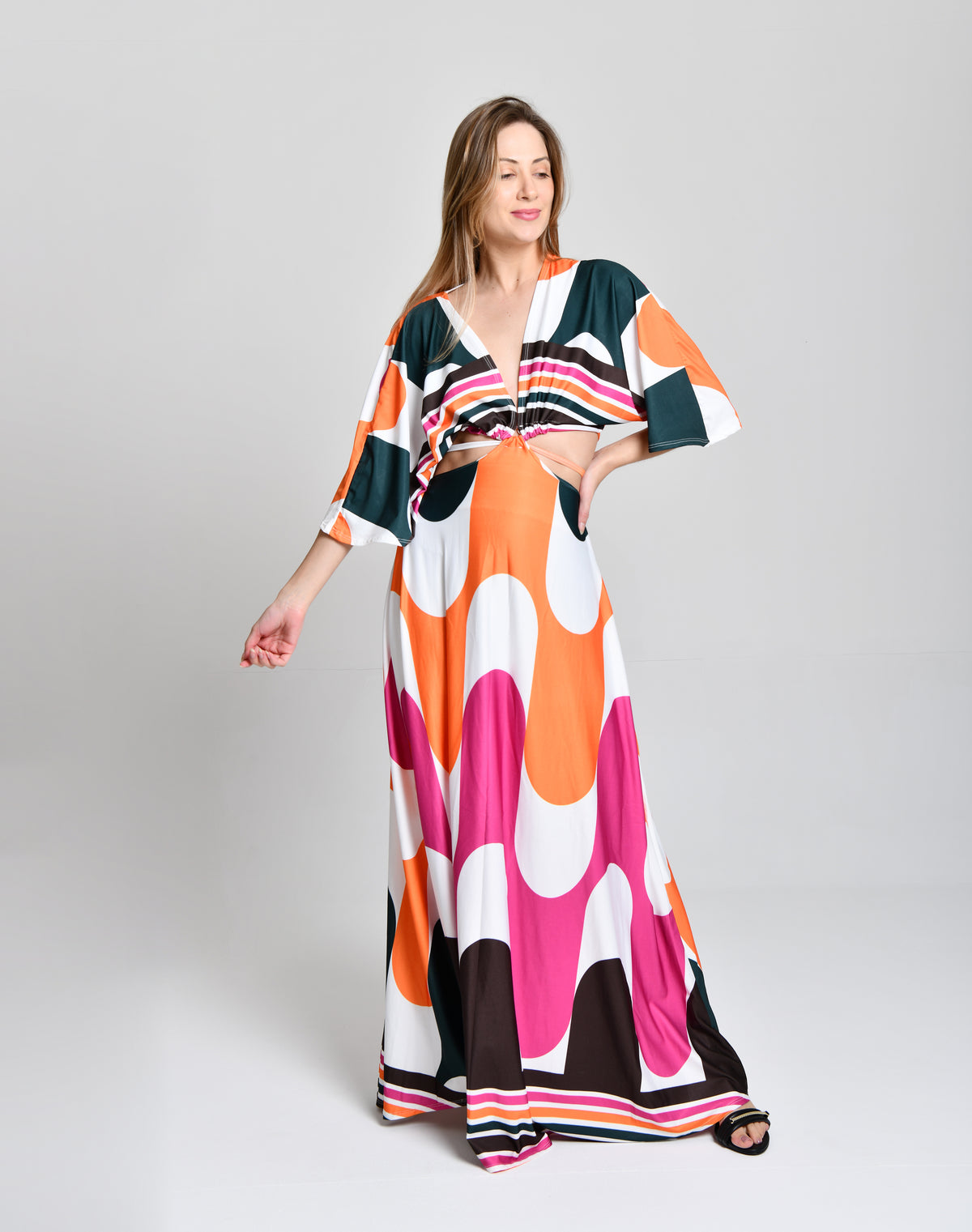 Vestido Multicolor Alto Padrão Gring  cod 000577