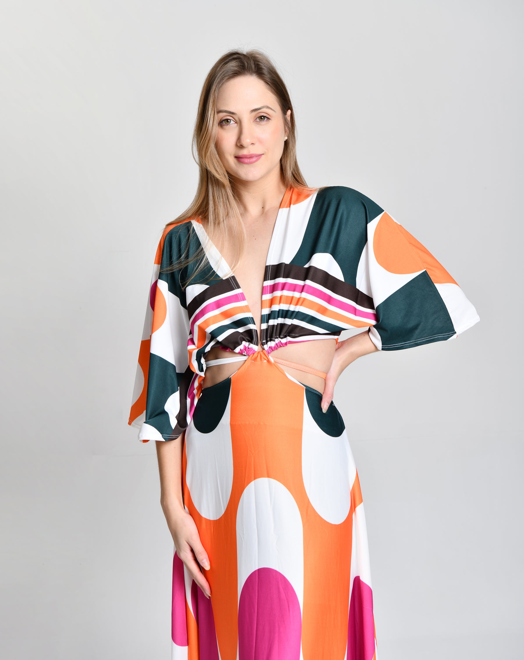Vestido Multicolor Alto Padrão Gring  cod 000577