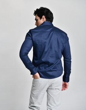 Camisa Social Azul Escuro cod 000596