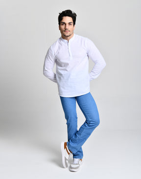 Camisa Gola Padre Manga Longa Branca 23054