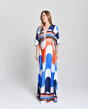 Vestido Multicolor Cintura Aberta  cod 000578