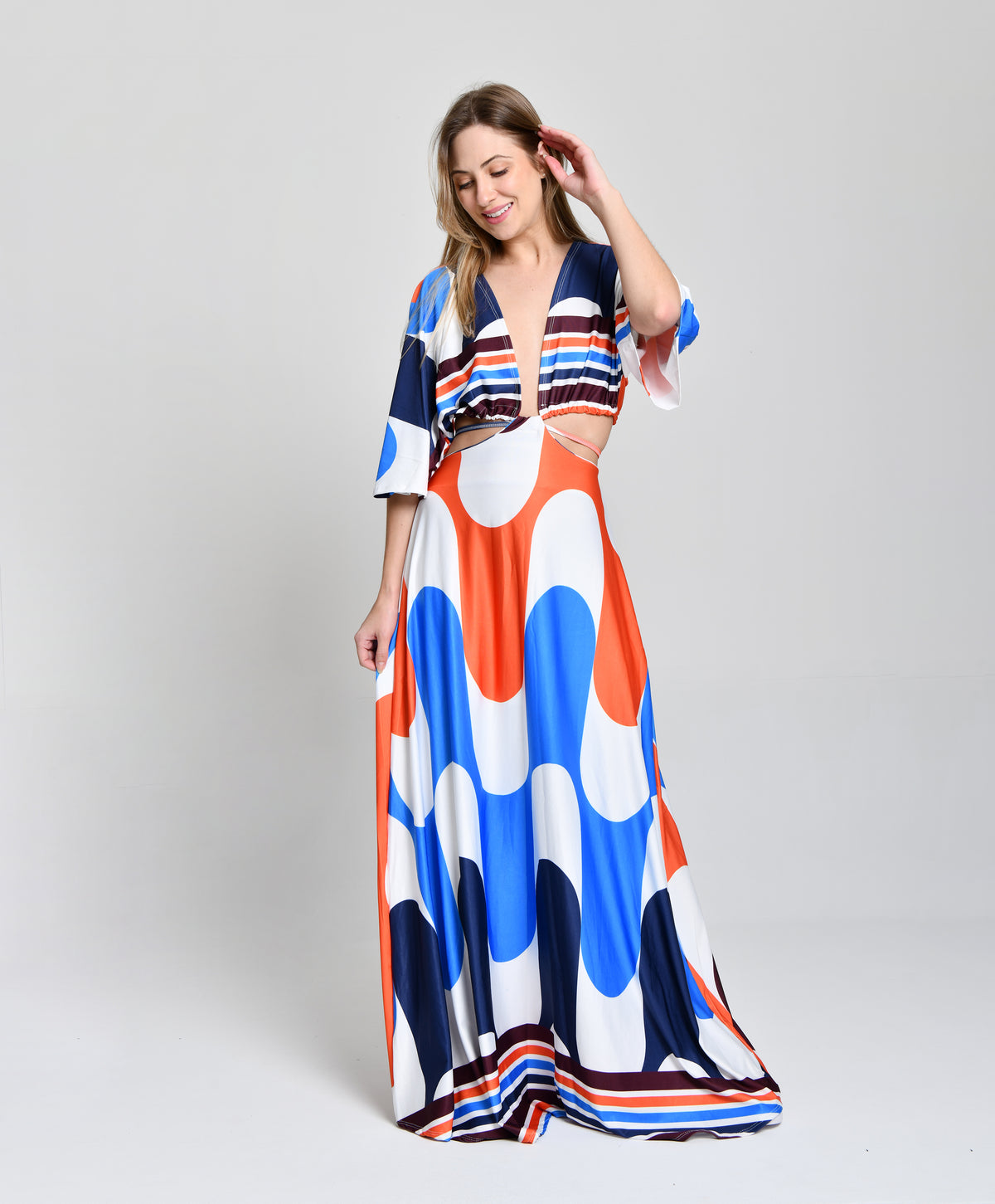 Vestido Multicolor Cintura Aberta  cod 000578