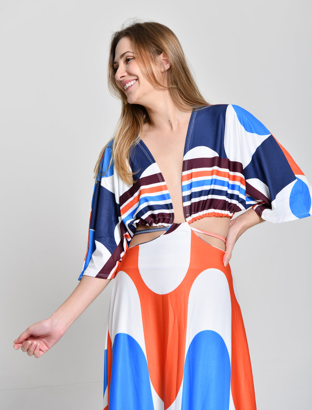 Vestido Multicolor Cintura Aberta  cod 000578