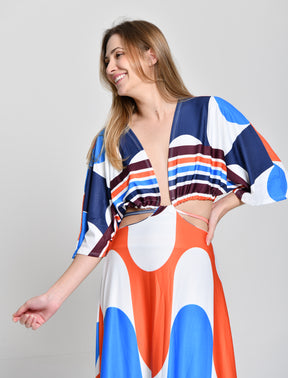 Vestido Multicolor Cintura Aberta  cod 000578