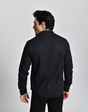 Camisa Gola Padre Manga Longa Preto cod 000556