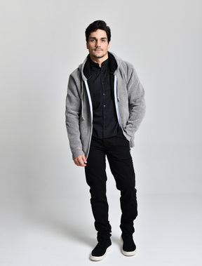Jaqueta Estilo Lã Cinza Men Luxo cod 000451