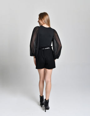 Short Linho Alfaiataria Preto cod 000654
