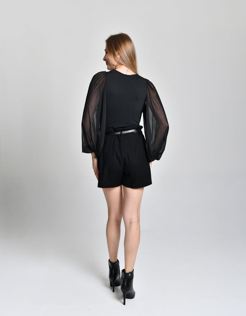 Short Linho Alfaiataria Preto cod 000654