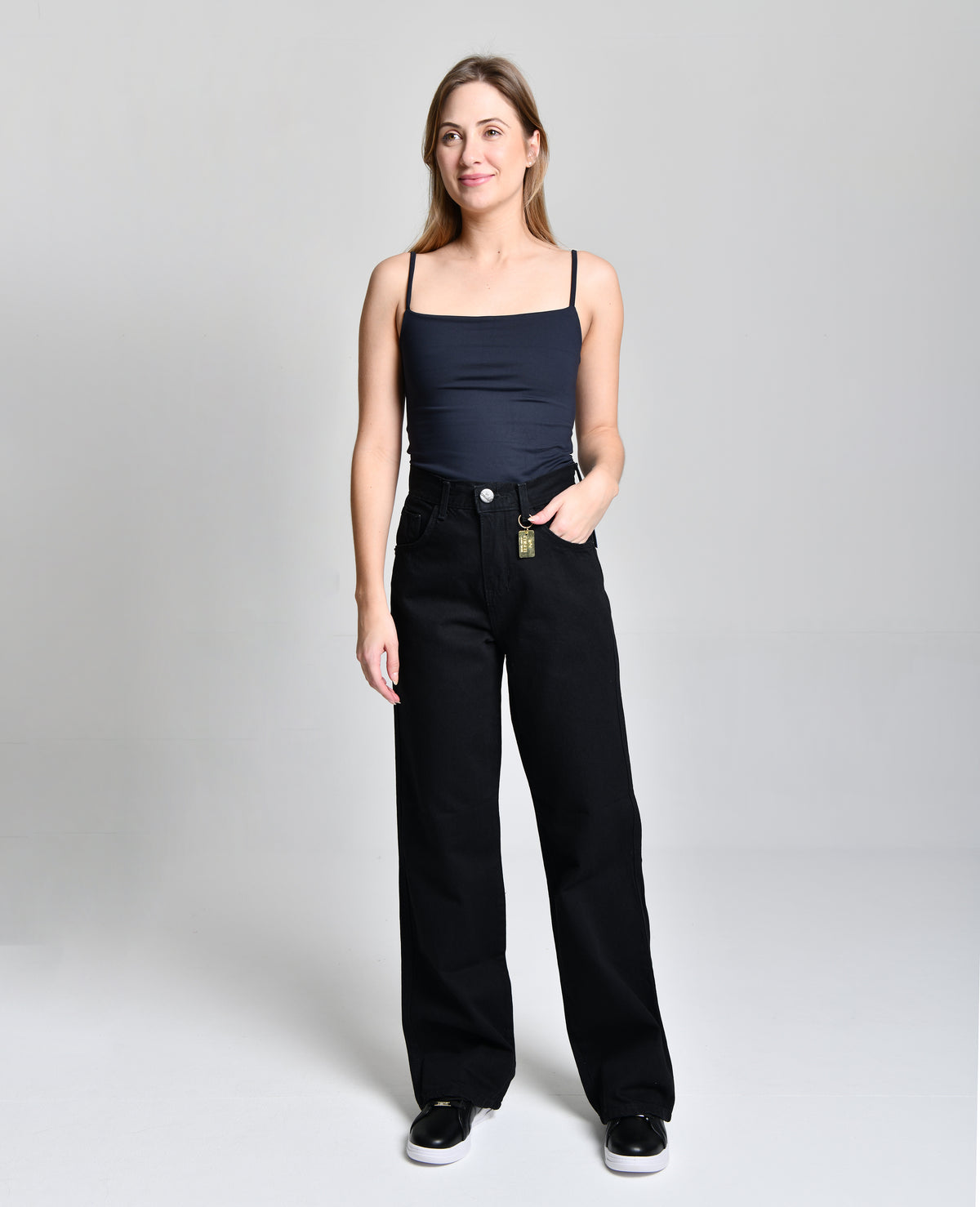 Calça Jeans Preta Boca Larga HiLL CMP46
