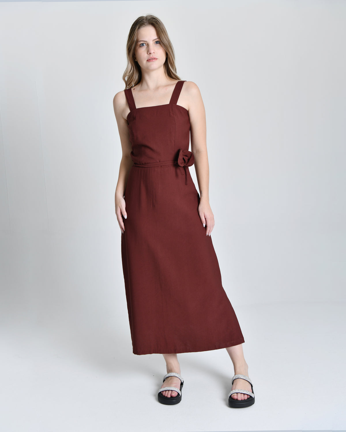 Vestido Alfaiataria Cinto Flor  Cod 6000952