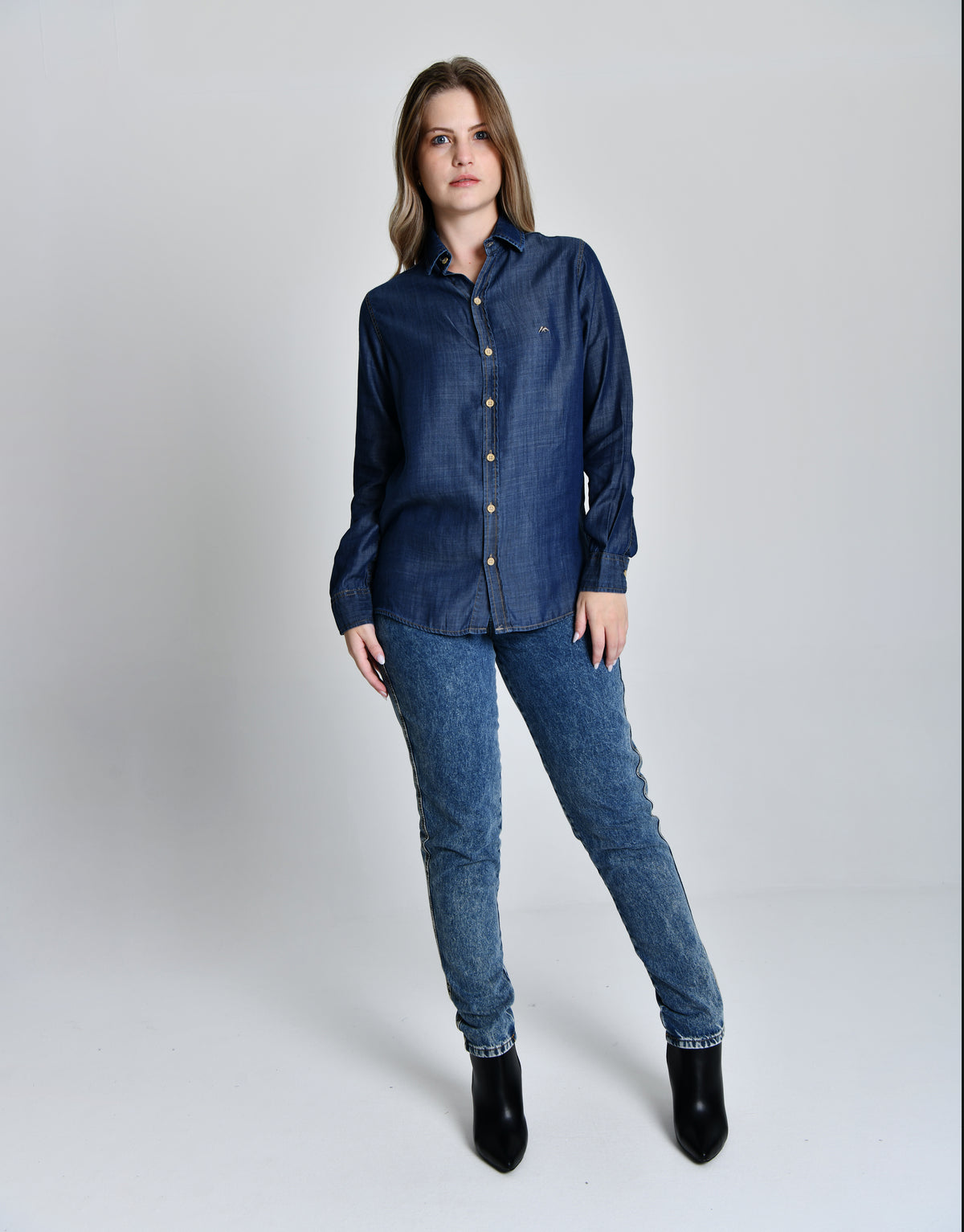 Camisa Jeans Escuro